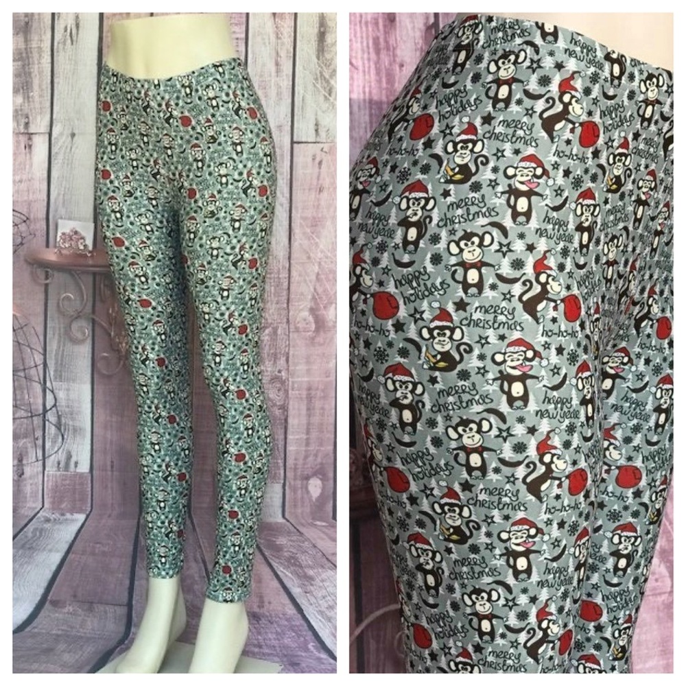 Kids Monkey Sock Christmas Leggings
